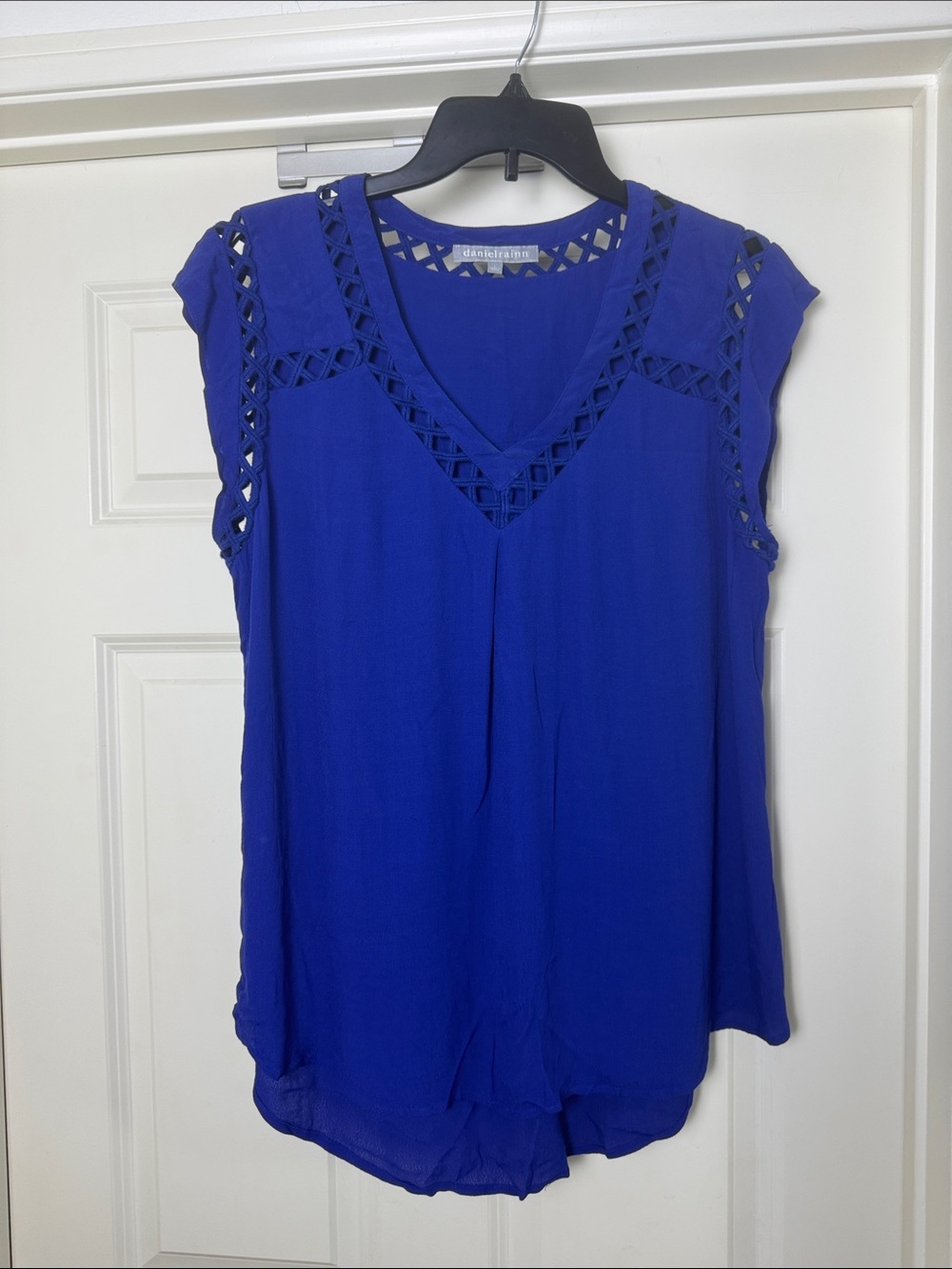 Daniel Rainn Royal Blue Sleeveless V-Neck Top size L